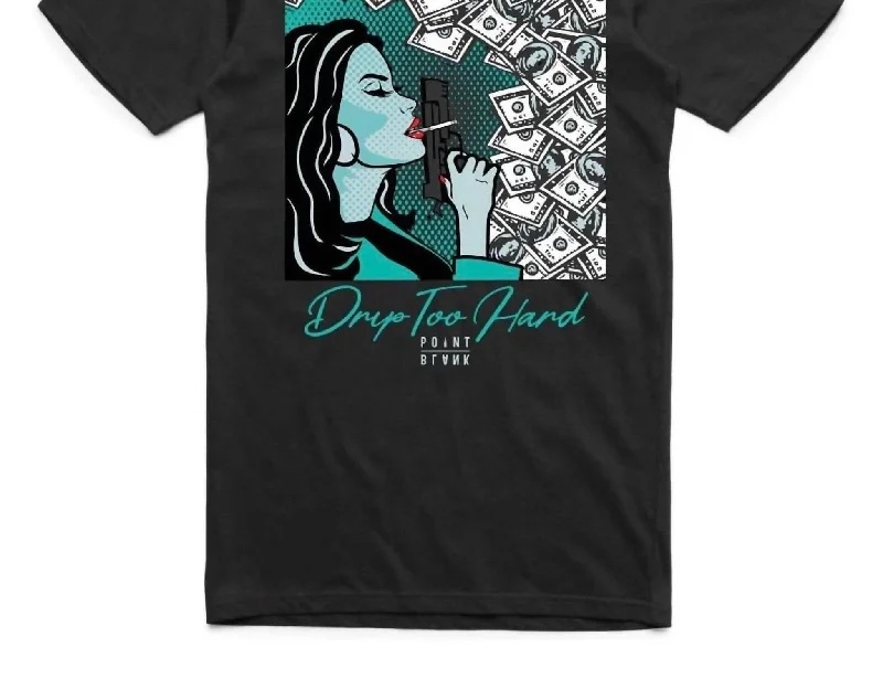 Men's Shirts with Patchwork SleevesMen's Drip Too Hard T-Shirt In Black