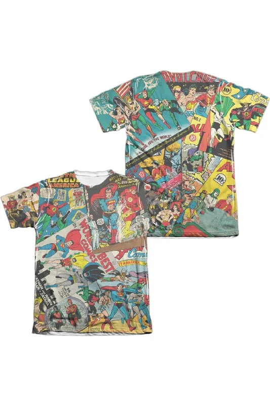 Men's Shirts with Barrel CuffsJustice League of America Classic Collage (Front/Back Print) Adult Poly/Cotton Short Sleeve Tee / T-Shirt