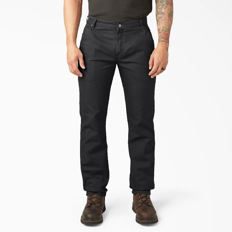 Men's Pants with Contrast Fabric PanelsDickies Men's FLEX Regular Fit Duck Carpenter Pant_Stonewashed Black