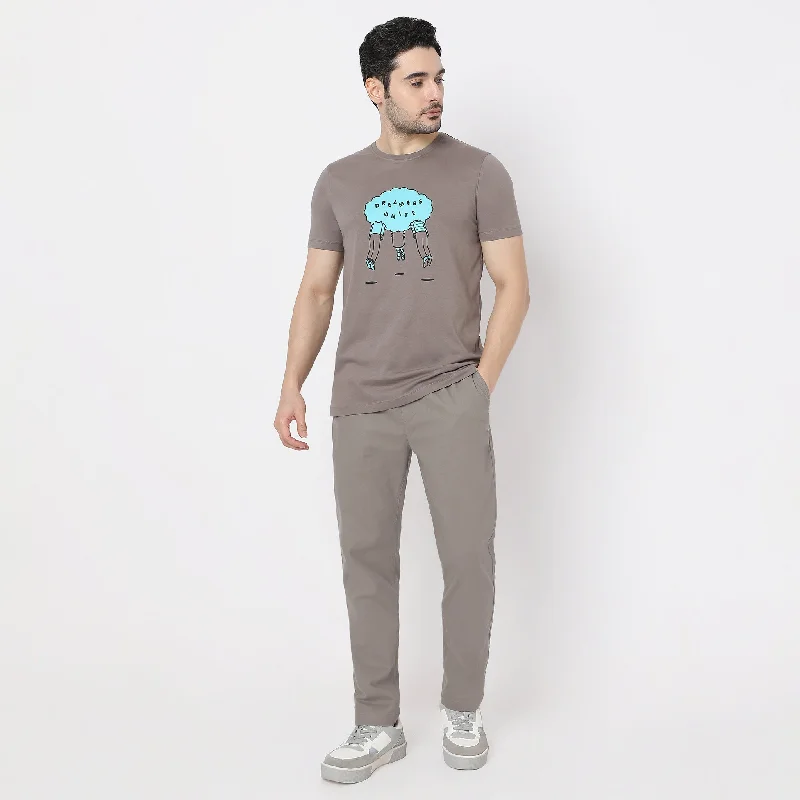 Men's Shirts with Adjustable CuffsGraphic Crew Neck Modern Home T-Shirt