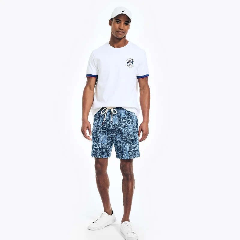 Men's Pants with Flat-Front DesignsNautica Mens 7" Pull-On Printed Boardwalk Short