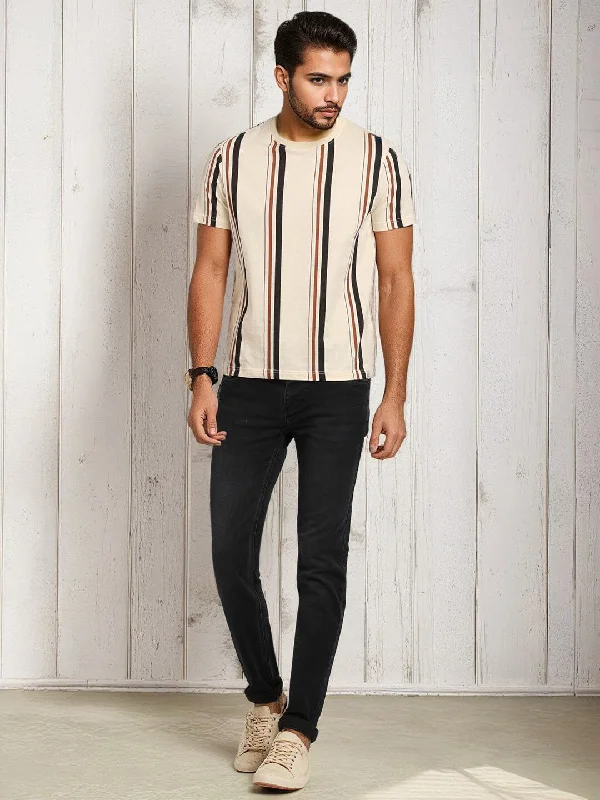 Men's Shirts with Chest PocketsMen Striped Crew Neck T-Shirt