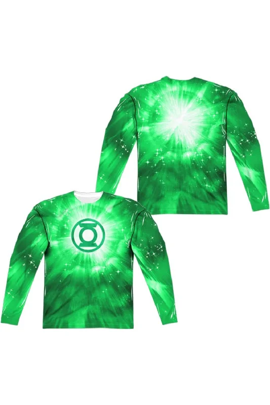 Men's Shirts with Appliqué DetailsGreen Lantern Green Energy (Front/Back Print) Long Sleeve Adult Poly Crew Tee / T-Shirt