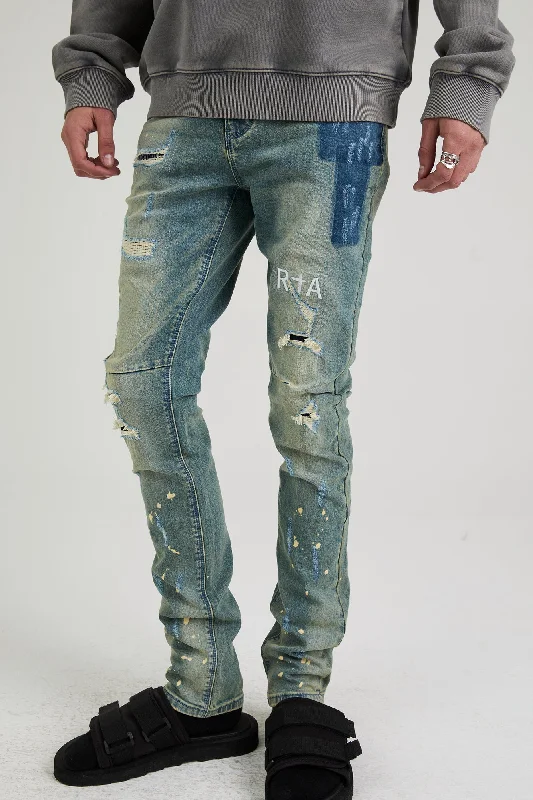 Men's Pants with Ripped and Distressed DetailsBRYANT SKINNY JEAN | BLUE KYANITE DISTRESSED