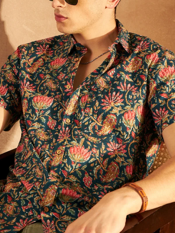 Men's Oxford Shirts for a Preppy StyleBlock Printed Cotton Shirt