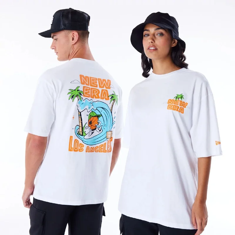 Men's Shirts with Checkered PatternsNew Era Los Angeles City Graphic White Oversized T-Shirt