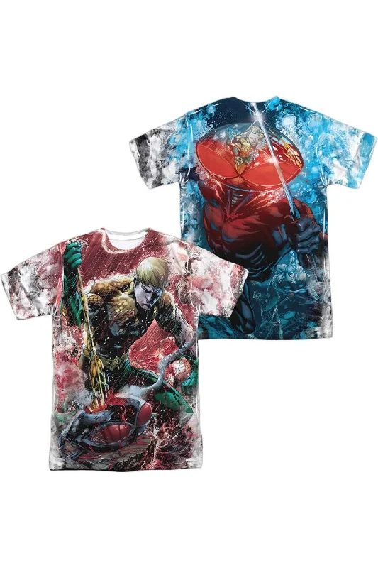 Elegant Men's Dress ShirtsJustice League of America Aquaman Vs Manta (Front/Back Print) Short Sleeve Adult Poly Crew Tee / T-Shirt