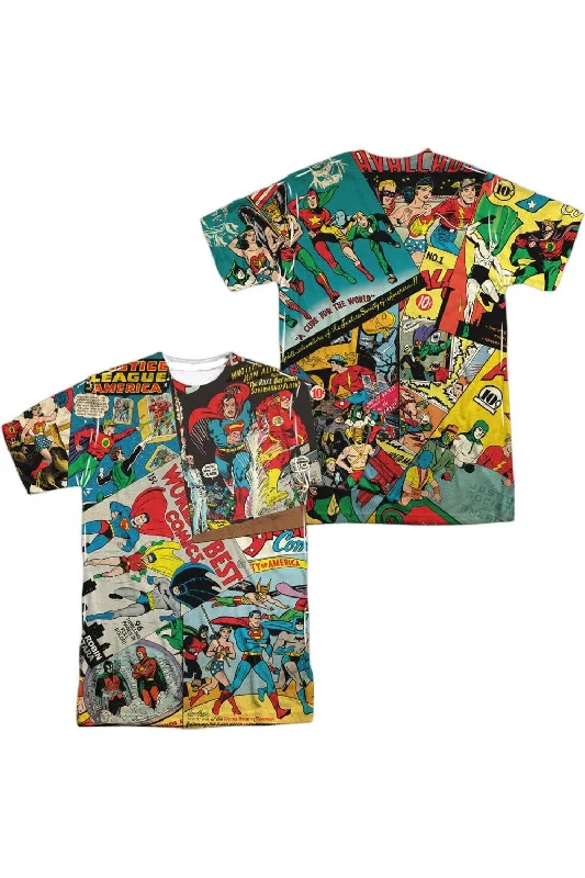 Men's Shirts for BoatingJustice League of America Classic Collage (Front/Back Print) Short Sleeve Adult Poly Crew Tee / T-Shirt