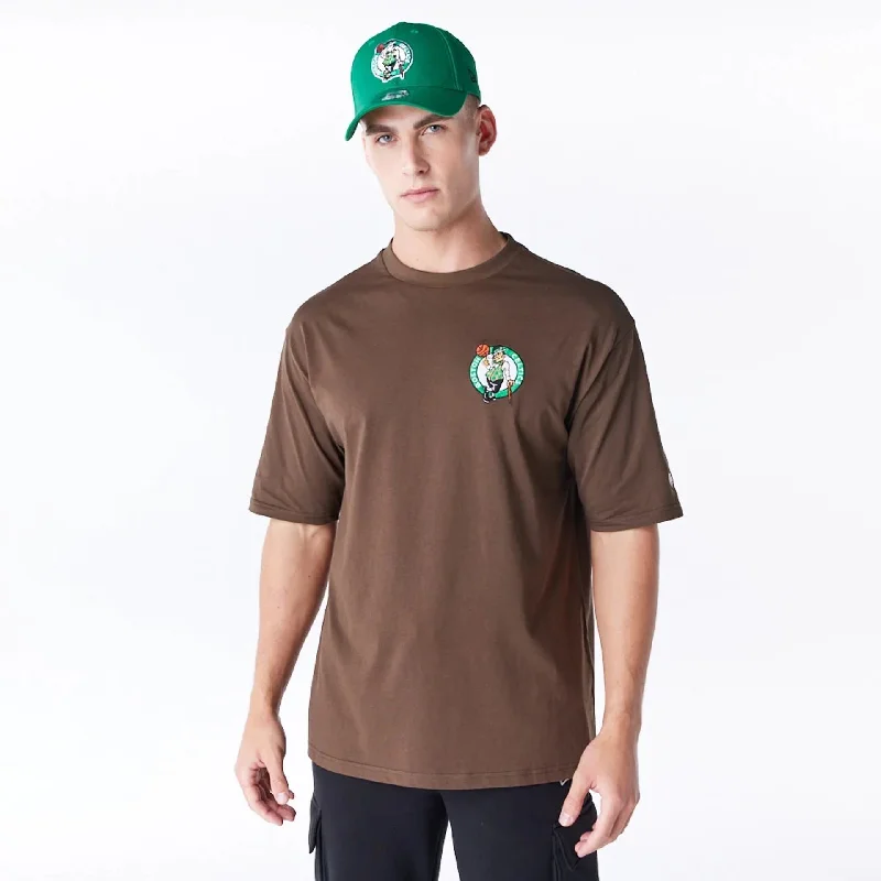 Men's Shirts with Abstract DesignsBoston Celtics League Essential Dark Brown Oversized T-Shirt