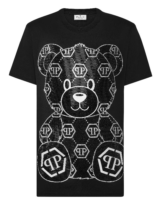 Men's Shirts with Pleated HemlinesT-shirt Round Neck SS Teddy Bear