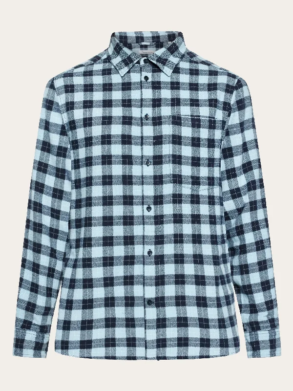 Men's Scoop Neck T-Shirts for a Relaxed FeelLoose fit checkered shirt - blue check