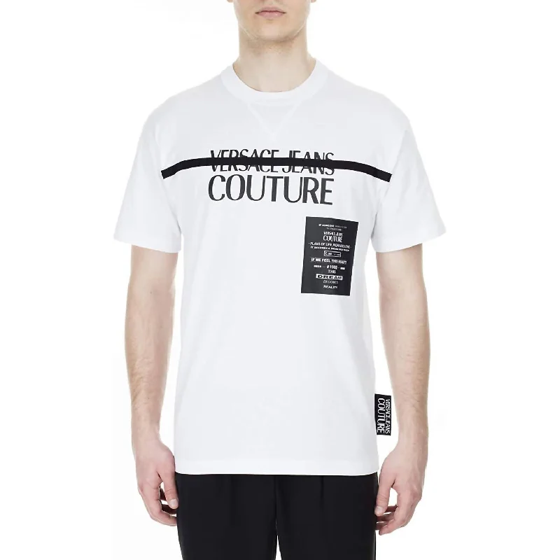 Men's Shirts with Velcro ClosuresMen Short Sleeve Crew Neck Logo T-Shirt In White