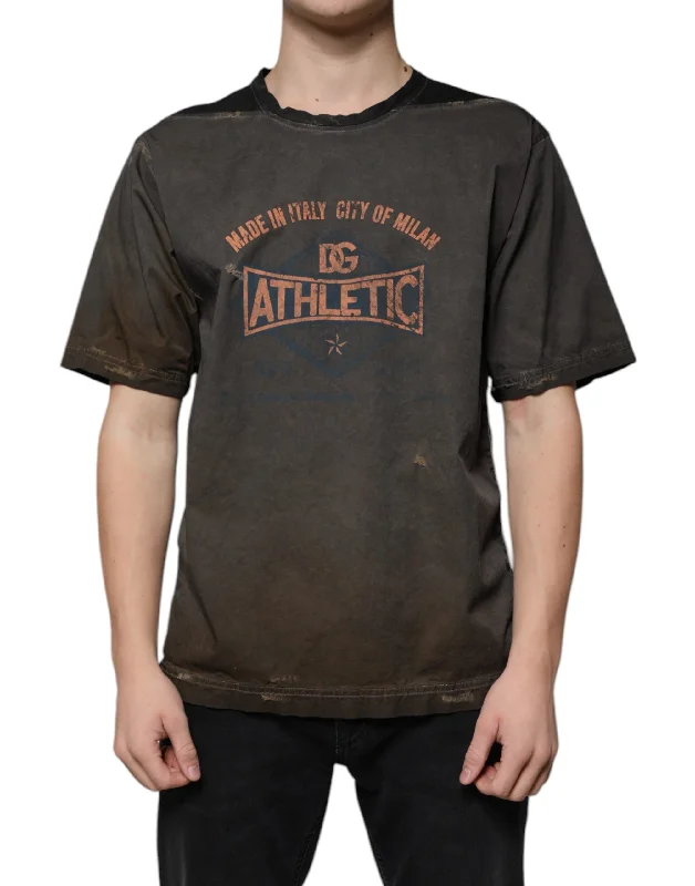 Men's Shirts with Tab CollarsDolce & Gabbana  Graphic Print Cotton Round Neck Men's T-shirt