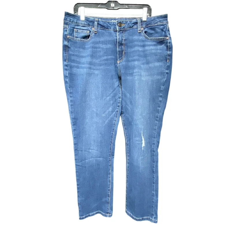 Men's Jeans with RipsJeans Straight By Sonoma In Blue Denim, Size: 16