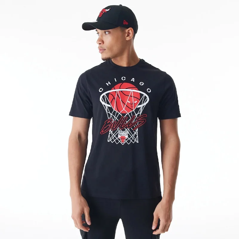 Men's Shirts with Drawstring WaistbandsChicago Bulls NBA Net Graphic Black T-Shirt