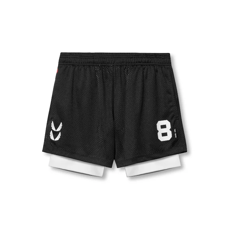 Men's Patterned Pants with Geometric Designs0848. SilverPlus™ Mesh 5" Liner Short - Black/White