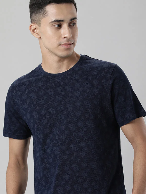 Men's Shirts with Single-Breasted DesignsMen Printed Crew Neck T-Shirt