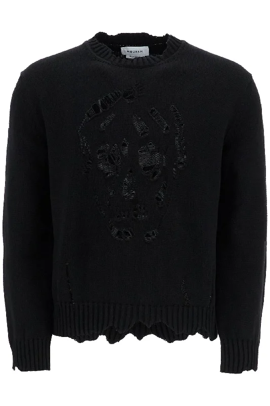 Alexander Mcqueen Men's 'Distressed Skull Print Pul