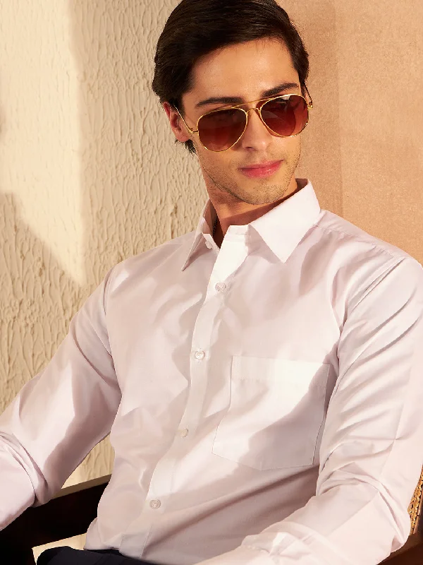Classic Men's Dress ShirtsDENNISON Men White Solid Formal Shirt