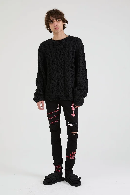 Men's Pants with Adjustable WaistbandsBRYANT SKINNY JEAN | BLACK RLD ARTISTIC