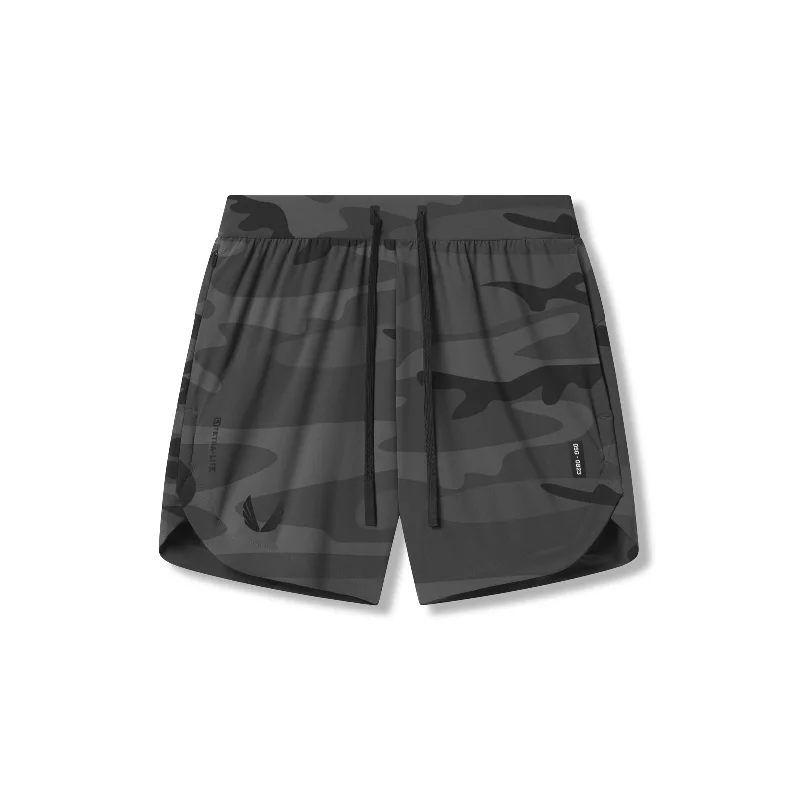 Men's Drawstring Pants for Adjustability0823. Tetra-Lite® 7" Linerless Short - Black Camo "Wings"