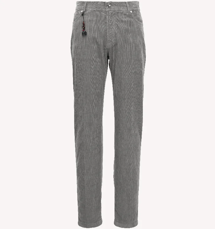 Casual Men's ChinosPescarolo Velour Corduroy Five Pocket Pant in Silver
