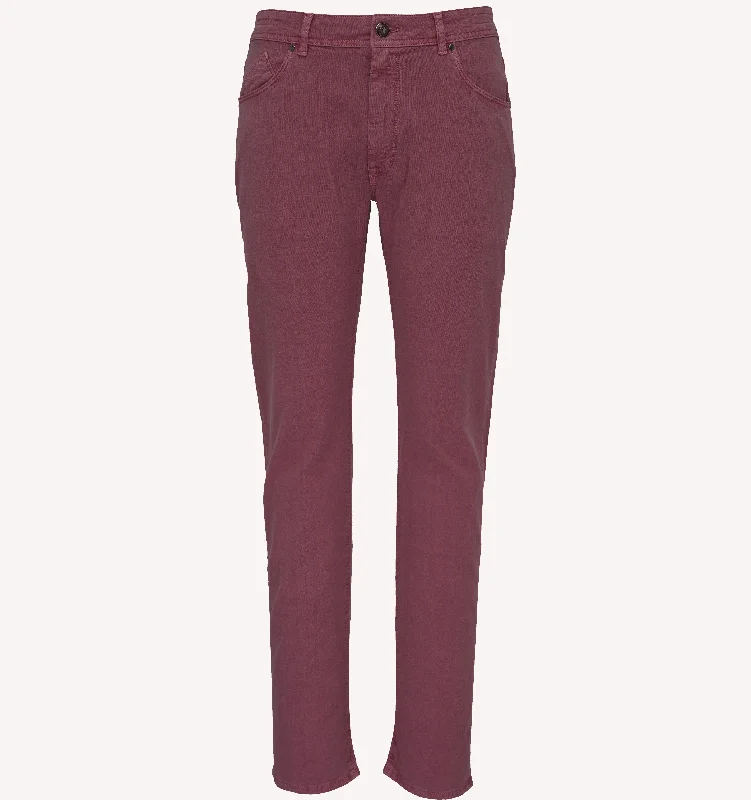 Men's Pants with Hidden ButtonsBarmas Dean Jeans in Bordeaux