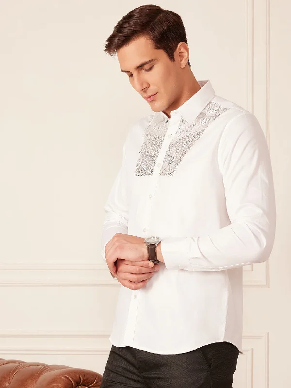 Stylish Men's Graphic T-ShirtsDENNISON Men Smart Sequinned Party Shirt