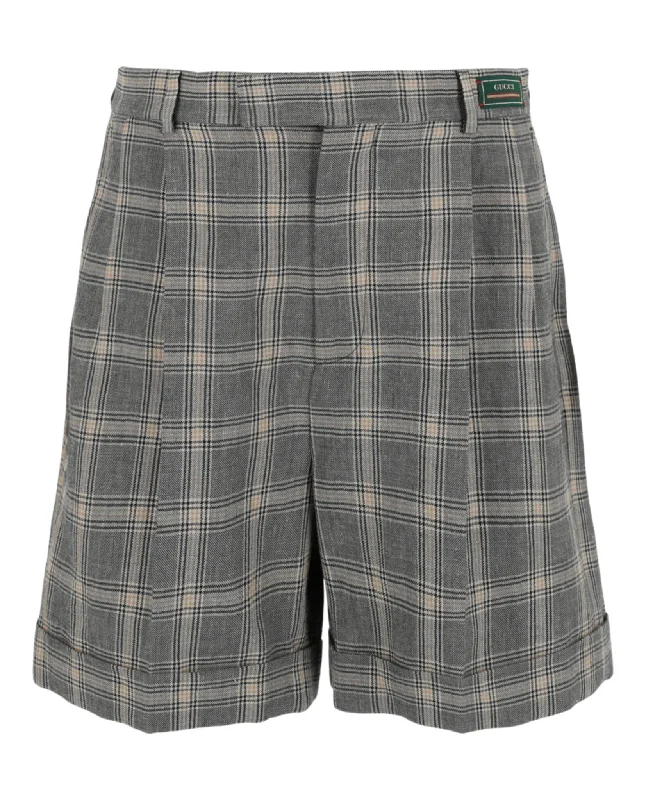 Men's Swim Trunks for SwimmingCuffed Plaid Shorts