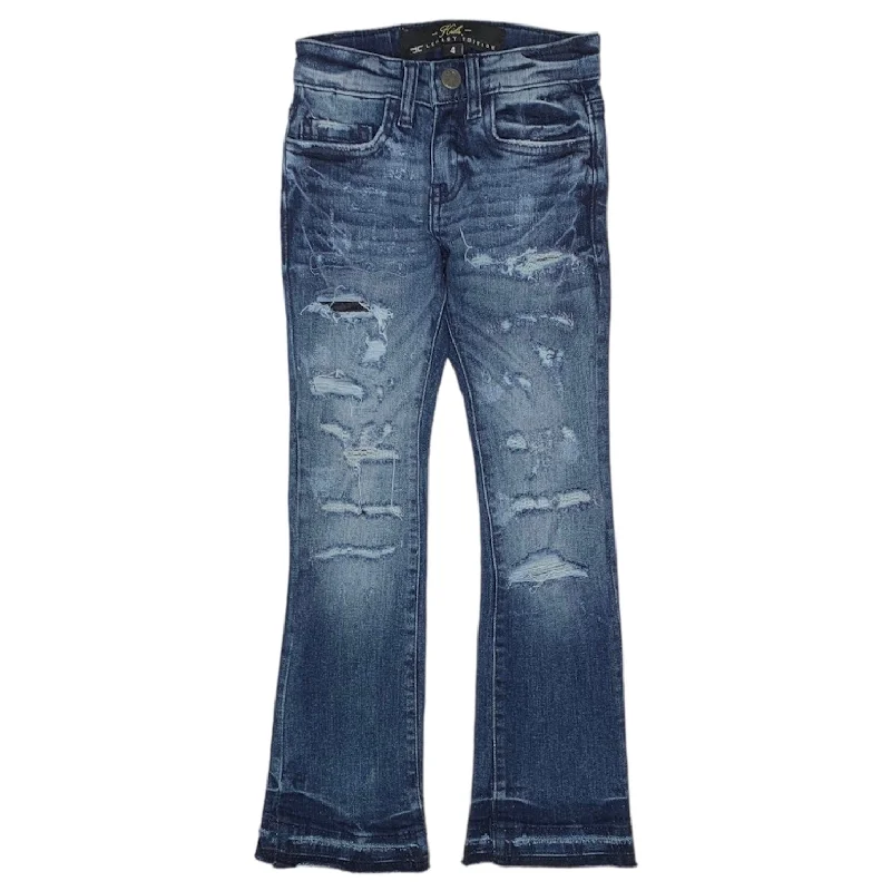 Men's Pants with Pleated FrontsKids Jordan Craig Stacked With Shreds Jeans (Deep Blue) JTF206K Men's Pants with Pleated FrontsKids Jordan Craig Stacked With Shreds Jeans (Deep Blue) JTF206K