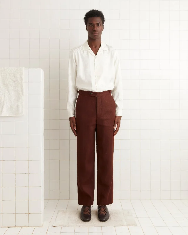 Versatile Men's ShortsLinen Suiting Trousers - Chocolate