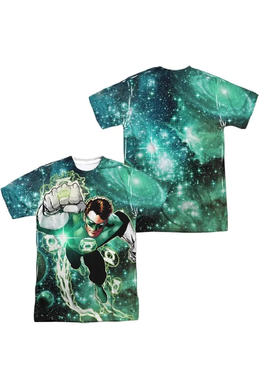 Men's Shirts with Wrinkle-Resistant FabricGreen Lantern Galactic Hal (Front/Back Print) Short Sleeve Adult Poly Crew Tee / T-Shirt