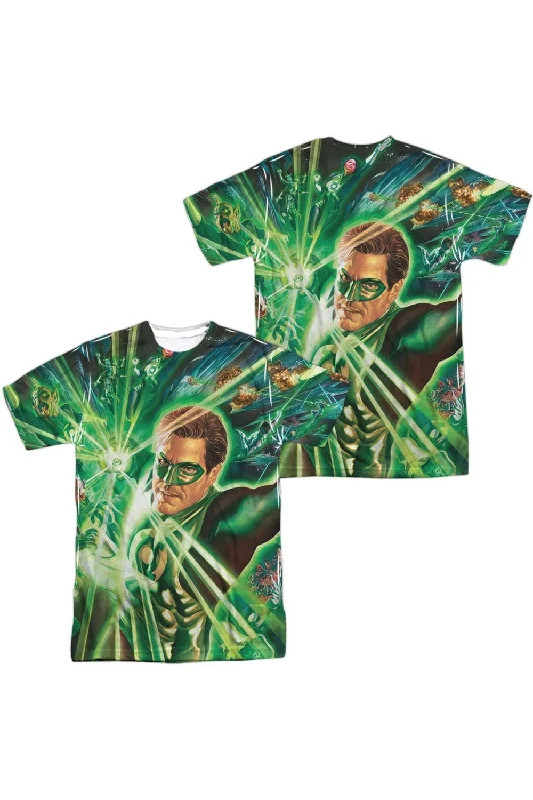 Men's Shirts with Ruffled HemlinesGreen Lantern Lantern Burst (Front/Back Print) Short Sleeve Adult 100% Poly Crew Tee / T-Shirt