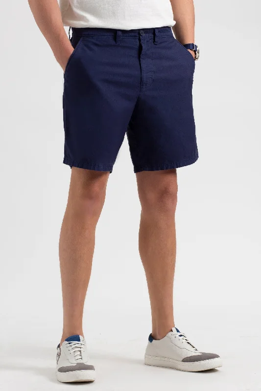 Men's Pants with Shallow PocketsBeatnik Oxford Garment Dye Slim Short - Navy