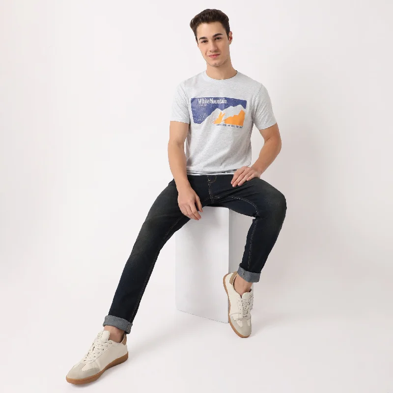 Men's Shirts with Embellished CollarsWhite Mountain Graphic Crew Neck T-Shirt