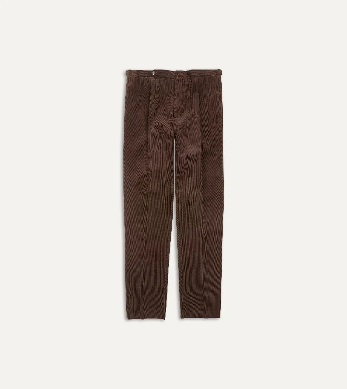 Men's Formal Trousers for BusinessBrown Mid-Wale Corduroy Single Pleat Trouser