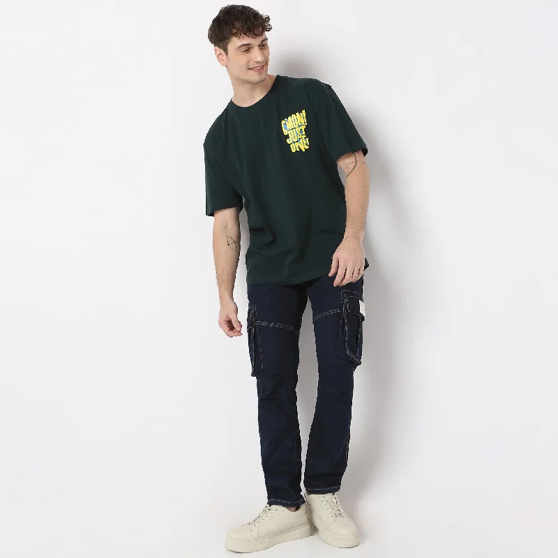 Men's Shirts with Mandarin CollarsOversize Graphic Crew Neck Modern Street Slogan T-Shirt