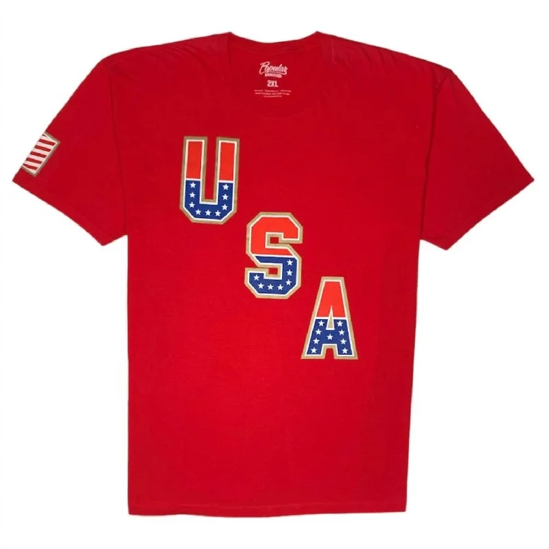 Men's Shirts with Single-Breasted DesignsMen's Usa T-Shirt In Red