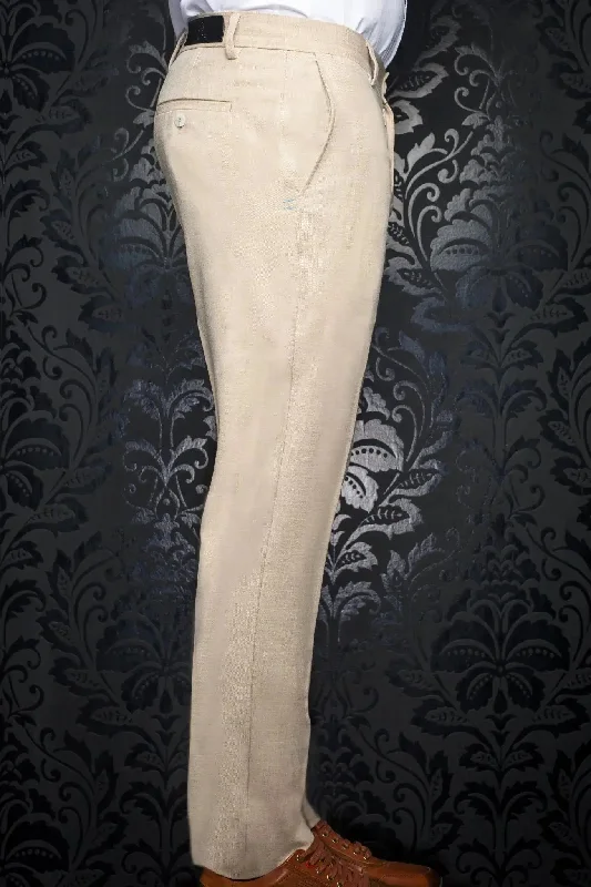 Men's Pants with Contrast StitchingAU NOIR I Ultra Stretch Pants Wesson-Lancaster Beige Men's Pants with Contrast StitchingAU NOIR I Ultra Stretch Pants Wesson-Lancaster Beige