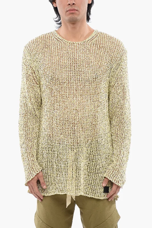 Jil Sander Crew Neck Openwork Cotton Sweater