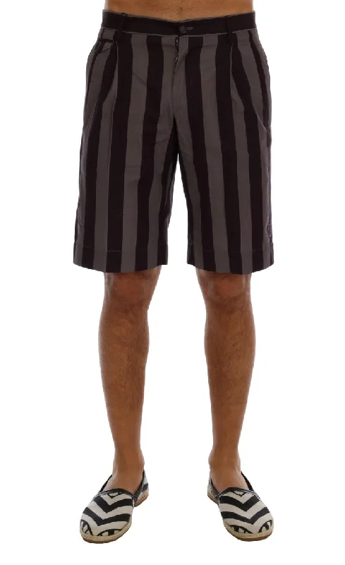 Men's Pants with Adjustable WaistbandsDolce & Gabbana Casual Striped Cotton Men's Shorts