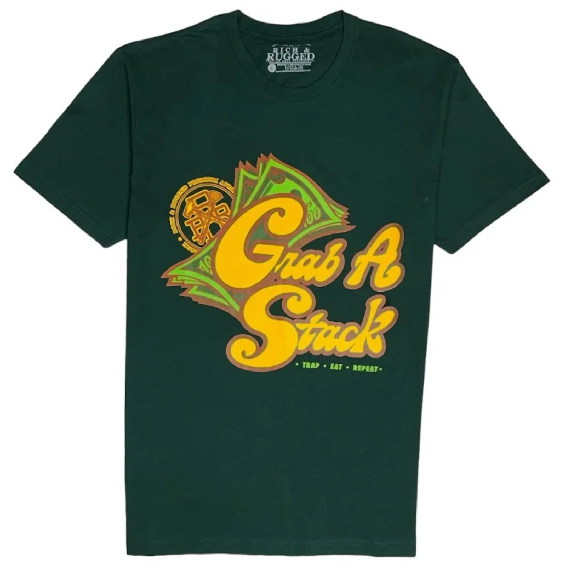 Warm Men's Fleece-Lined TopsMen's Grab Stacks T-Shirt In Green