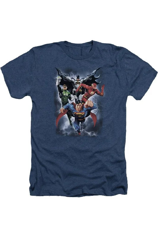 Men's Shirts with Adjustable CuffsJustice League of America The Coming Storm Adult Heather Tee / T-Shirt