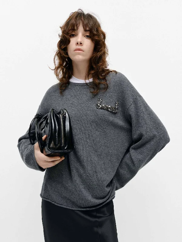 Crystal Detail Loose Sweater