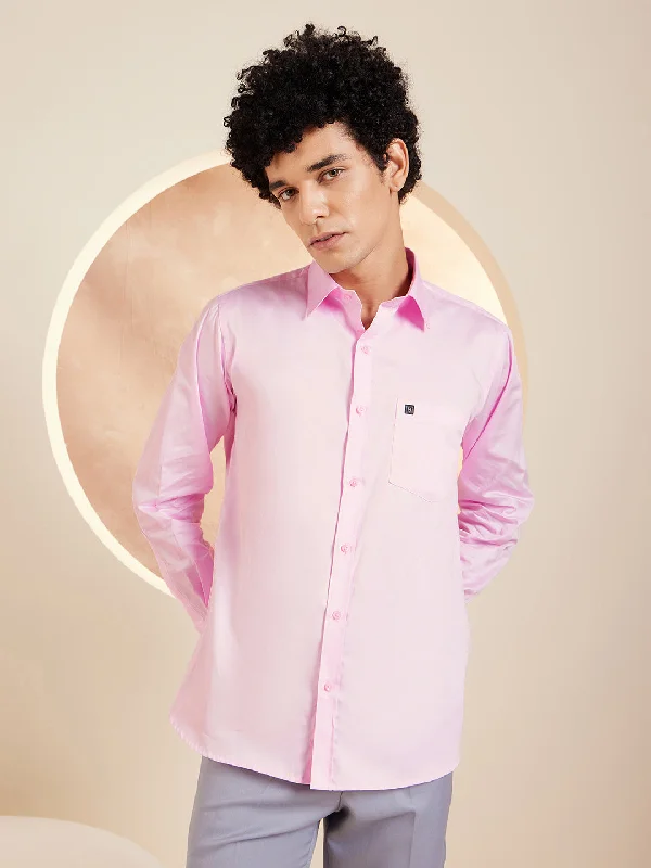 Men's Spread-Collar Shirts for a Bold StatementDENNISON Pink Pure Cotton Formal Shirt Men's Spread-Collar Shirts for a Bold StatementDENNISON Pink Pure Cotton Formal Shirt