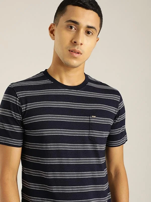 Elegant Men's Dress ShirtsMen Striped Crew Neck T-Shirt