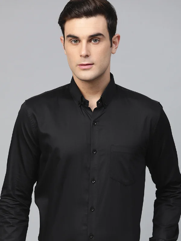 Men's Geometric Print Shirts for a Modern TwistDENNISON Men Black Comfort Regular Fit Solid Formal Shirt Men's Geometric Print Shirts for a Modern TwistDENNISON Men Black Comfort Regular Fit Solid Formal Shirt