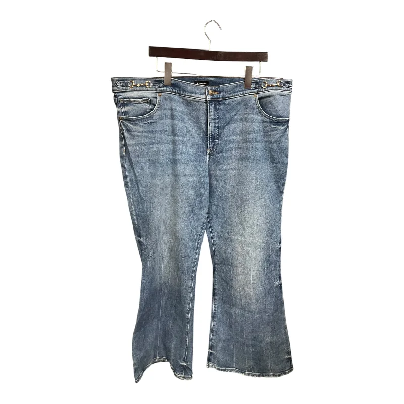 Men's Jeans with Fashionable RipsJeans Flared By Express In Blue Denim, Size: 18