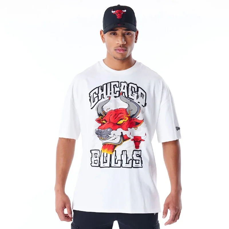 Layered Men's VestsChicago Bulls Graphic White Drop Shoulder T-Shirt