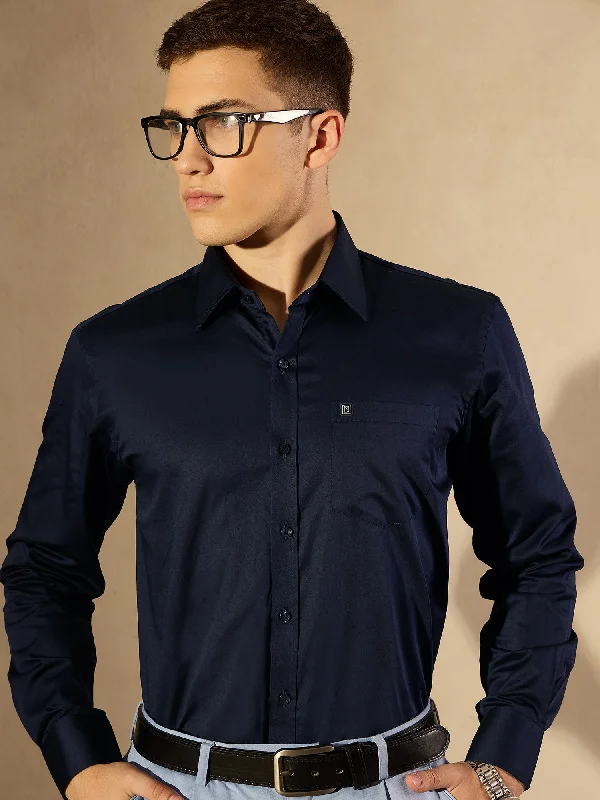 Men's Striped Long-Sleeve Shirts for a Maritime FeelDENNISON Navy blue Pure Cotton Formal Shirt Men's Striped Long-Sleeve Shirts for a Maritime FeelDENNISON Navy blue Pure Cotton Formal Shirt